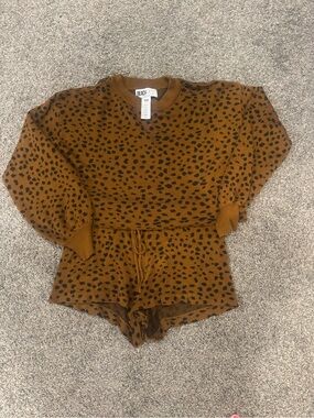 Beach Riot Rust and Black Leopard Knit Top